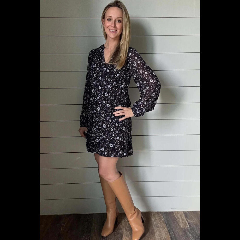 ABLE able naomi flowy mini dress black white floral print size 1X NWT $148 msrp - Picture 3 of 10